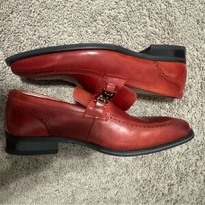 Men's Red Leather Loafers